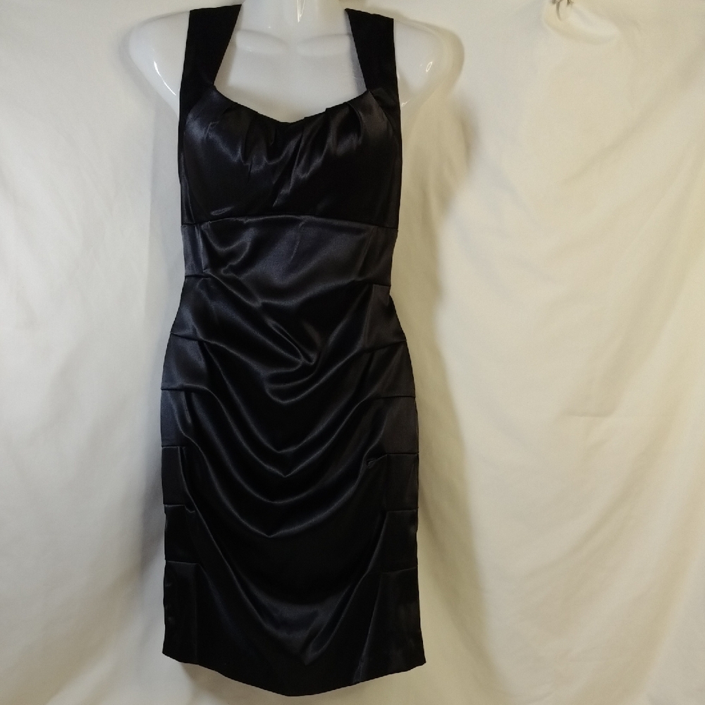 B Darlin Black Satin Mini Dress